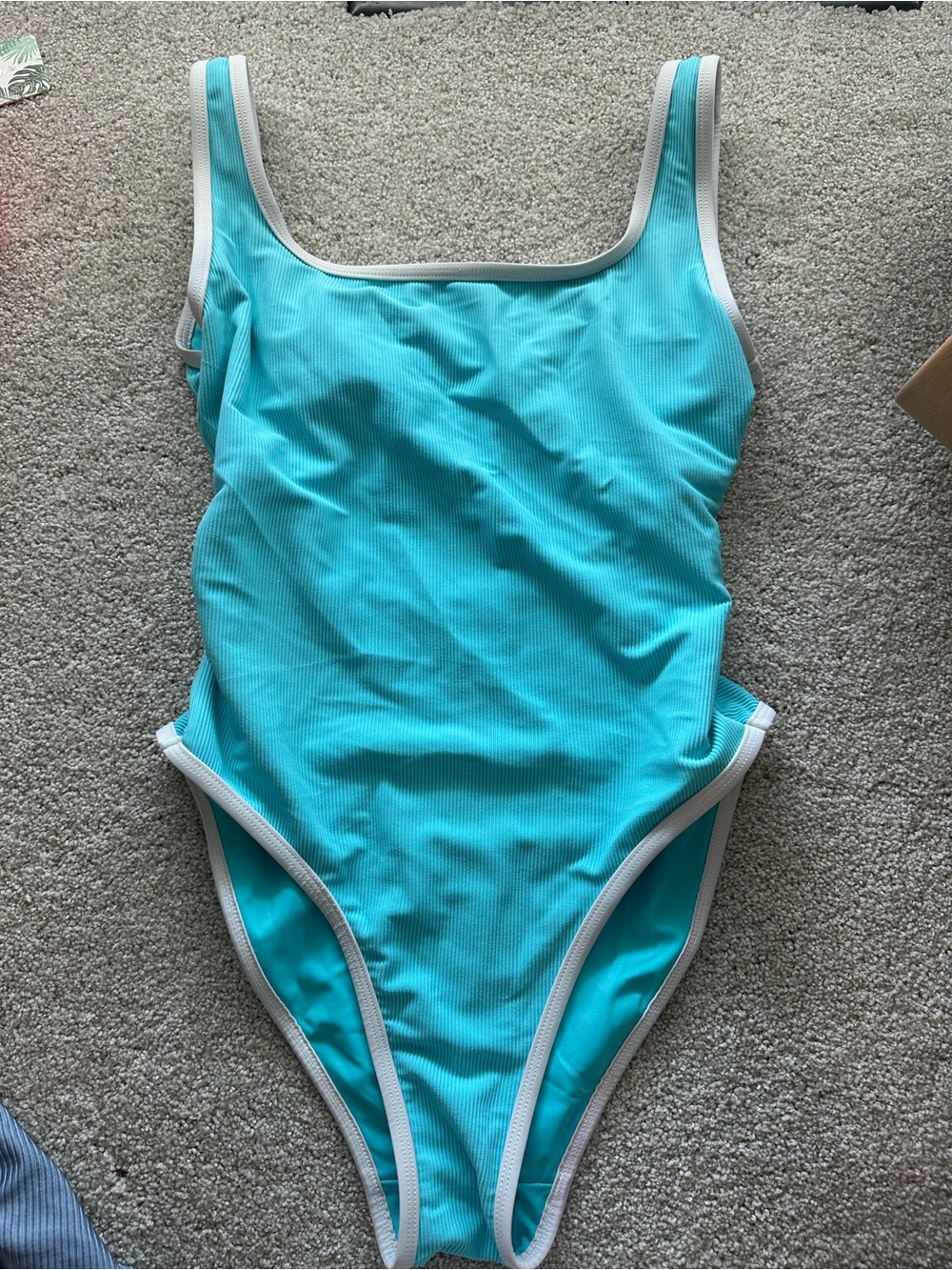 LainSnow Teal One-Piece Swimsuit with White Trim